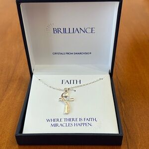Cross Necklace with Swarovski Crystal - Silver
